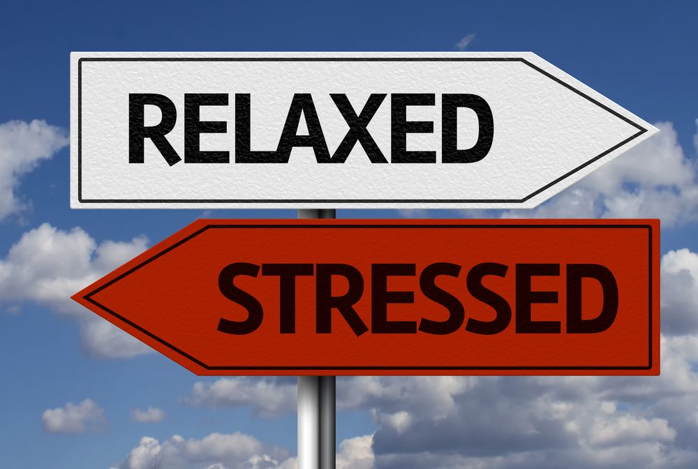 Sign showing directions for relaxation and stress