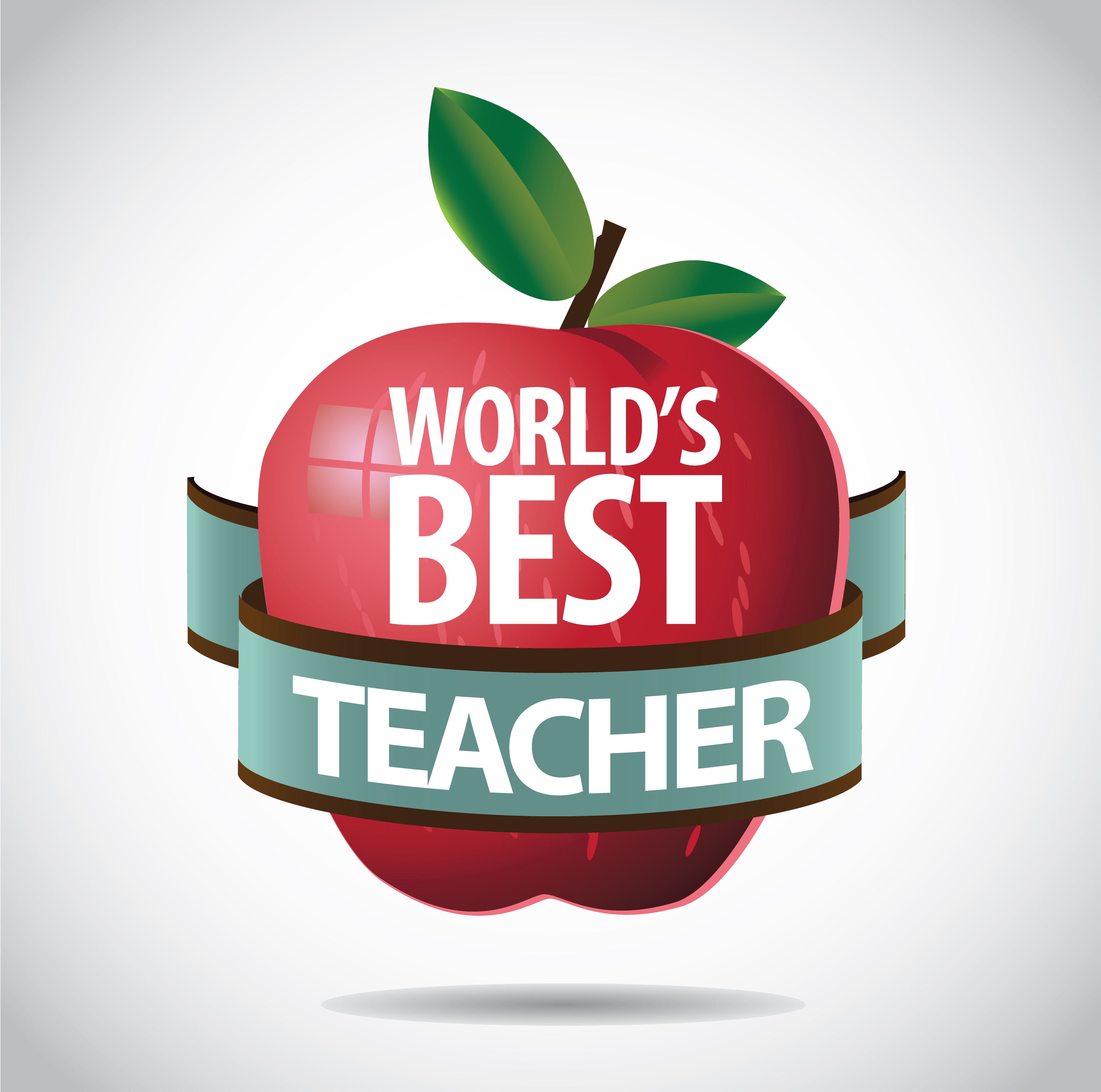 Apple with world's best teacher sign