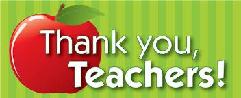 Sign depicting an apple and a note of appreciation and thanks to all teachers
