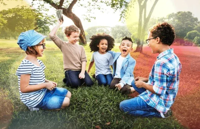 Kids playing and laughing