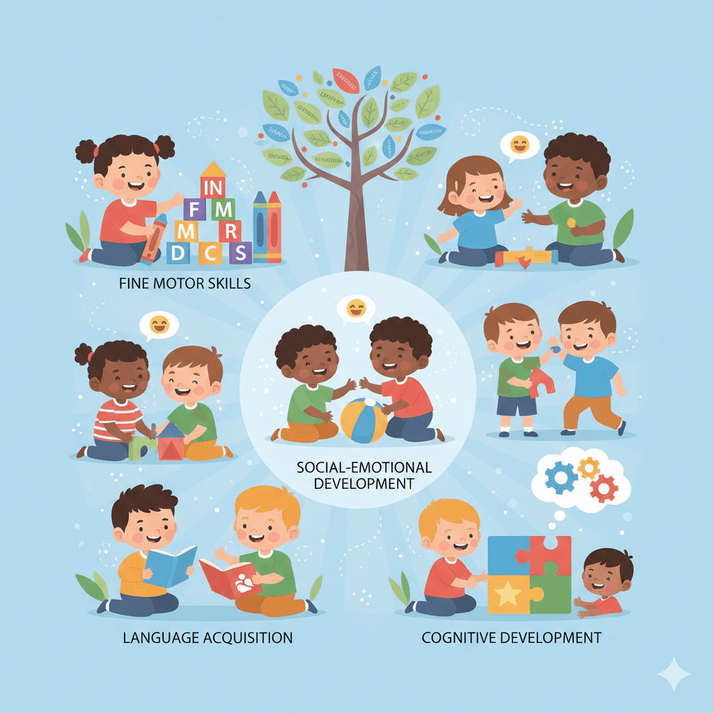 Illustration of child development concepts and behavior